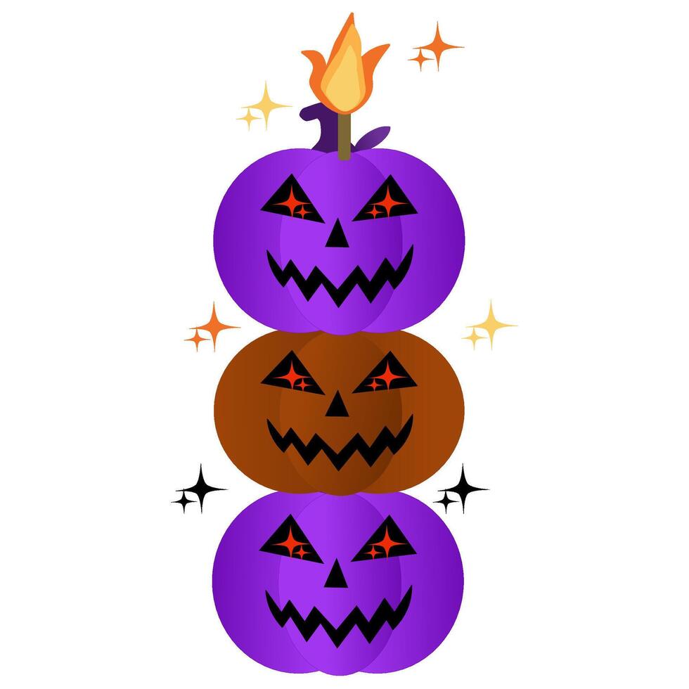 Purple pumpkin candle shape Halloween vector