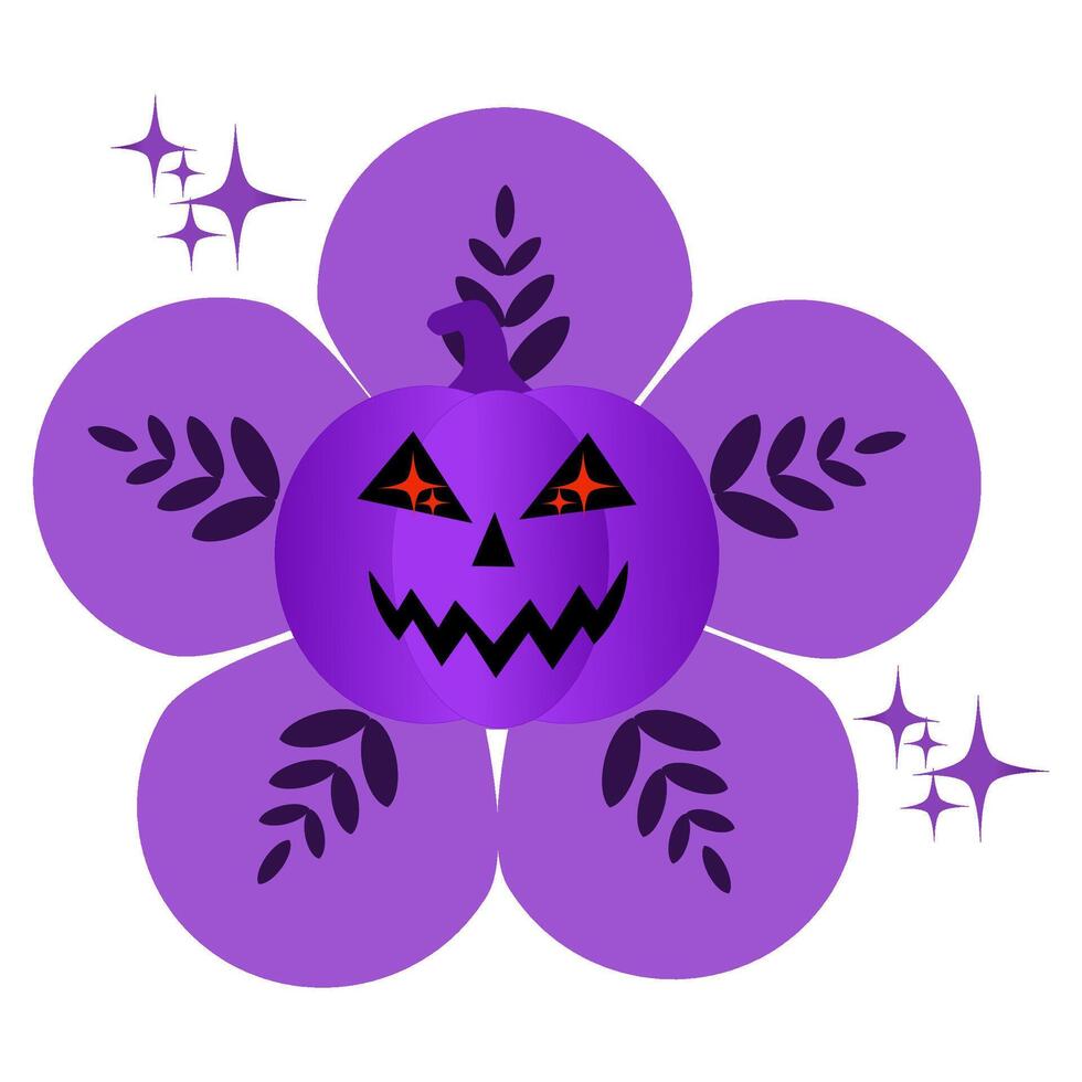 Purple pumpkin style flowers, Halloween vector