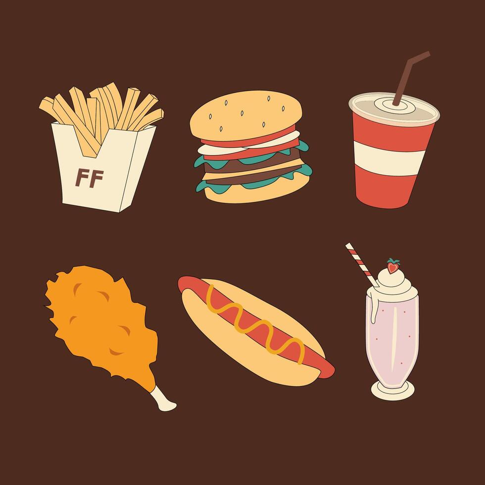 Retro Style Fast Food vector