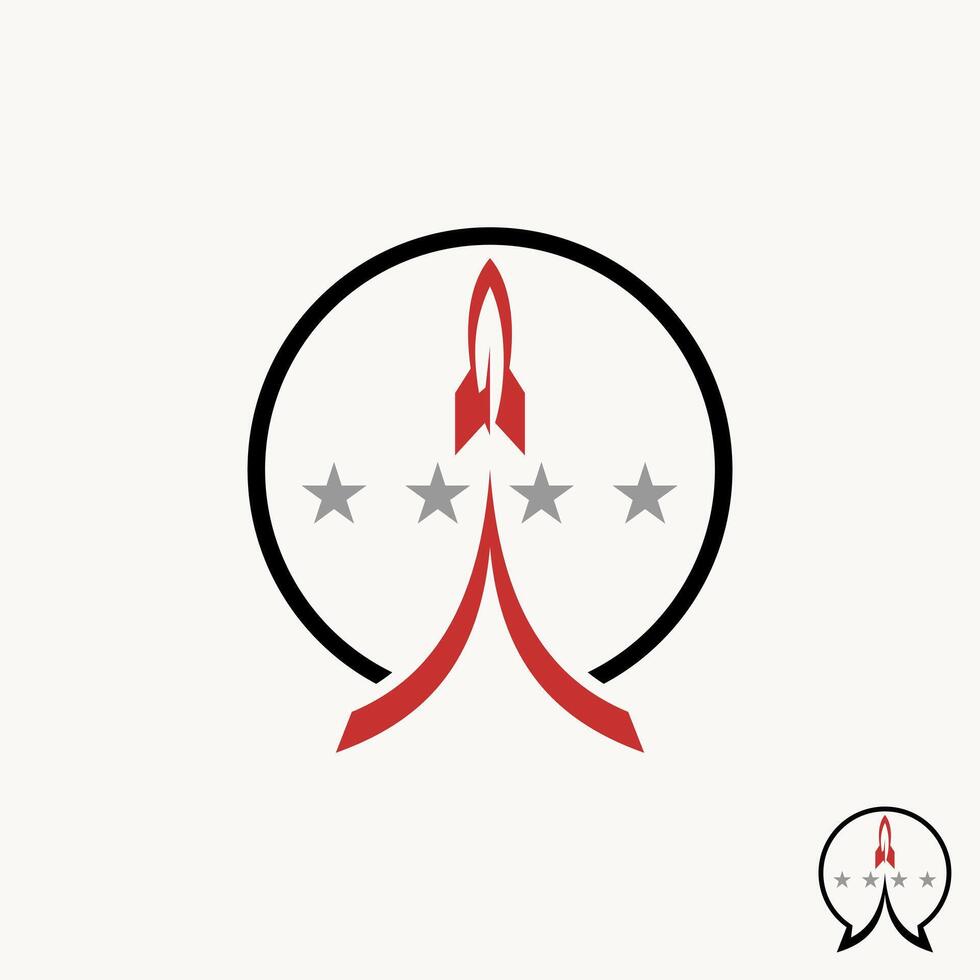 Logo design graphic concept creative abstract premium stock fast up astronaut rocket simple smoke circle emblem. Related to technology space vector