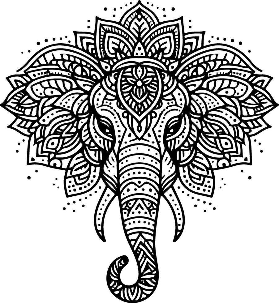 Elephant mandala silhouette design vector