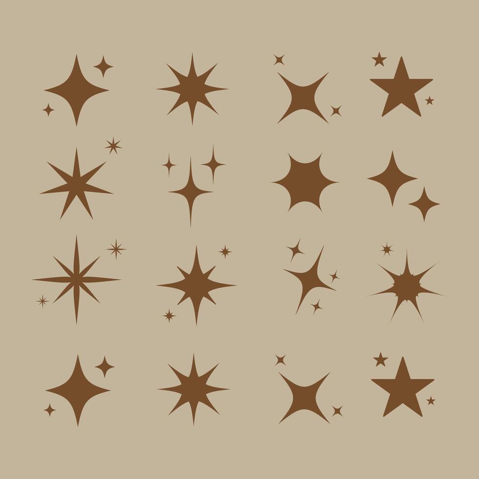 Flat sparkling star collection vector