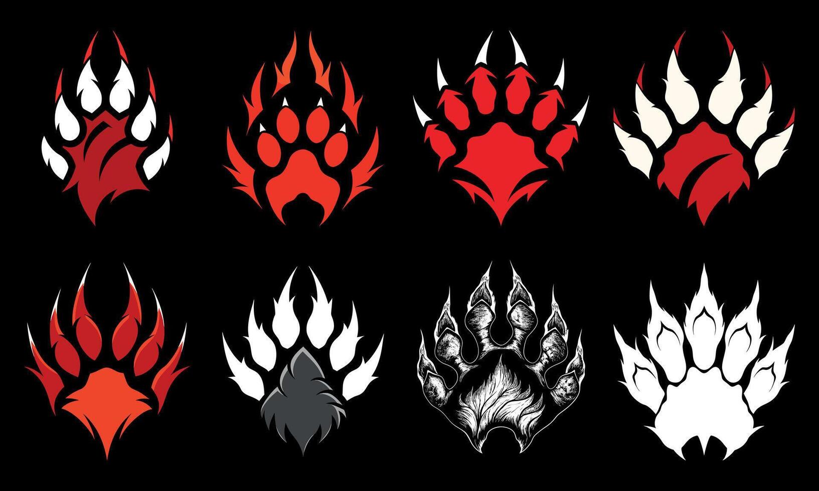 Set of Dragon Paw Illustration With Sharp Claws, Dangerous Bold Distressed Scratching Ominously graphic vector