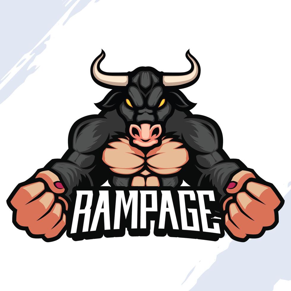 Dark Bull Strong Rampage Mascot vector