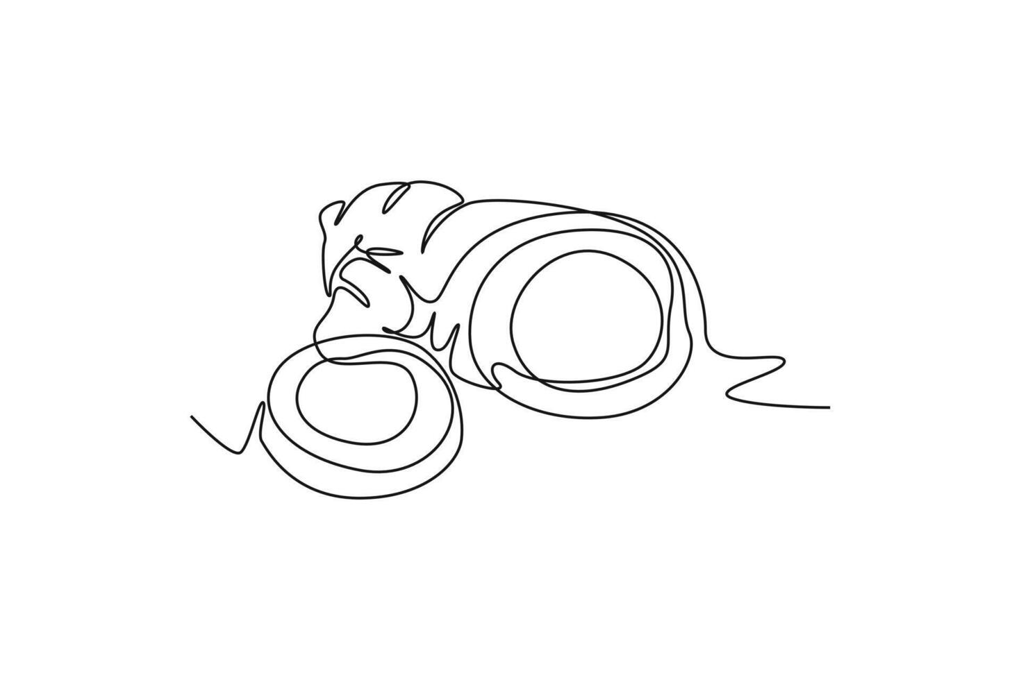 Single one line drawing half sliced healthy freshness organic turmeric for farm logo identity. Fresh curcuma concept for vegetable icon. Modern continuous line draw design graphic illustration vector