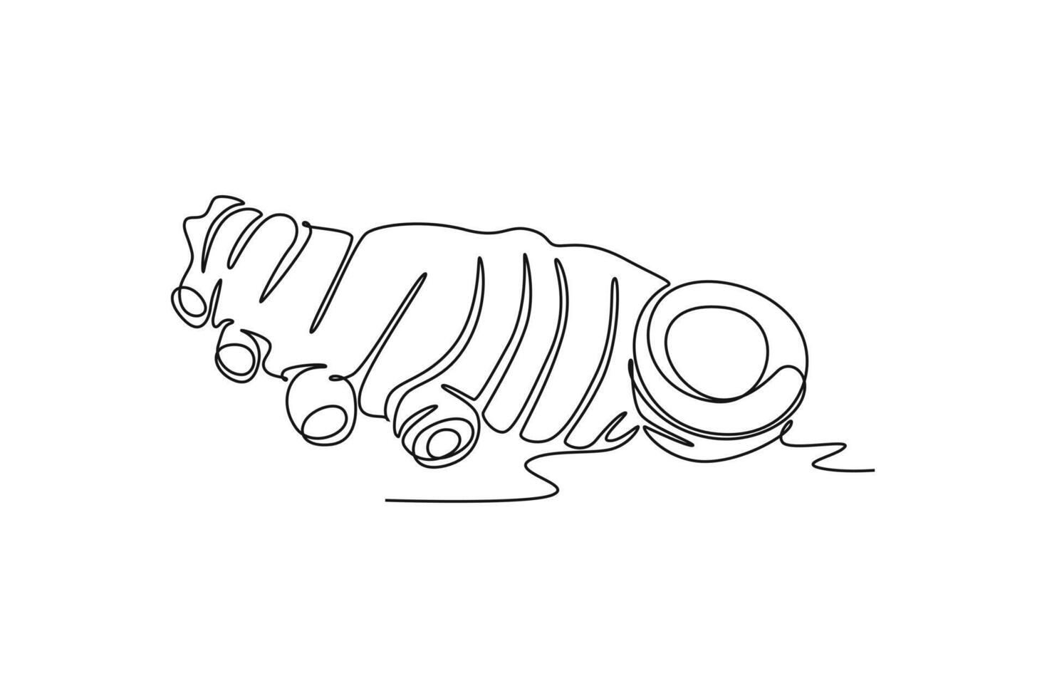 Single one line drawing of whole healthy freshness organic turmeric for farming logo identity. Fresh curcuma concept for vegetable icon. Modern continuous line draw design graphic illustration vector