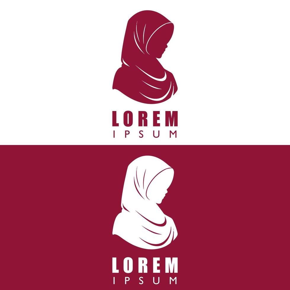 Muslim Hijab Logo Concept, Hijab logo silhouette vector