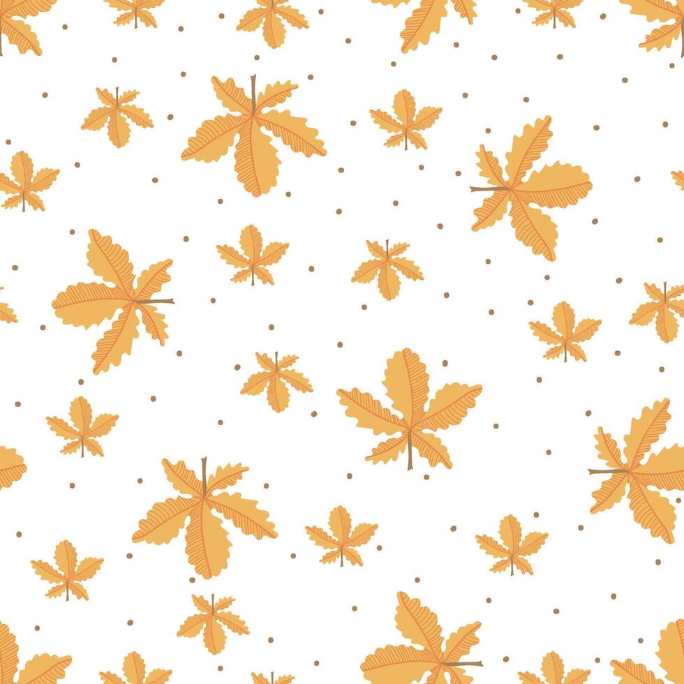 Seamless pattern with yellow chestnut leaves. Autumn design. Thanksgiving and harvest concept. Modern print for fabric, textiles, wrapping paper vector