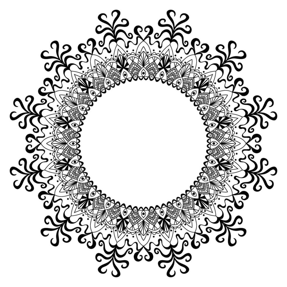 Circular frame in form of mandala. Boho ornament in ethnic oriental style for decorating covers for book, notebook, casket, magazine, postcard and folder vector