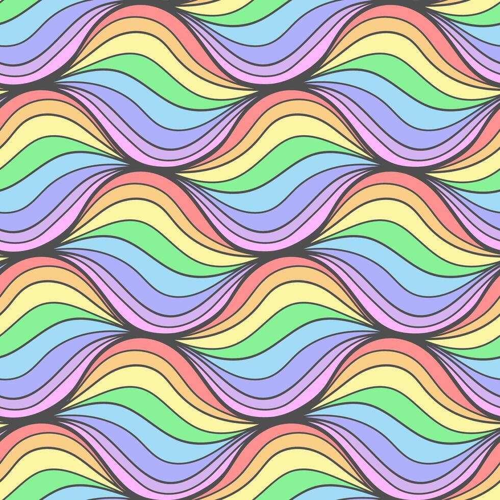Modern colorful wavy seamless pattern. Rainbow colored texture with many lines. Abstract modern print for fabric, textiles, wrapping paper vector