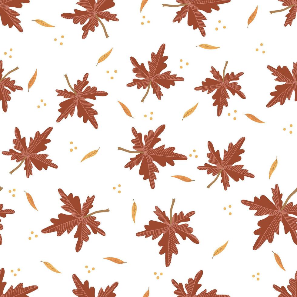 Seamless pattern with maple leaves. Autumn design. Thanksgiving and harvest concept. Modern print for fabric, textiles, wrapping paper. vector