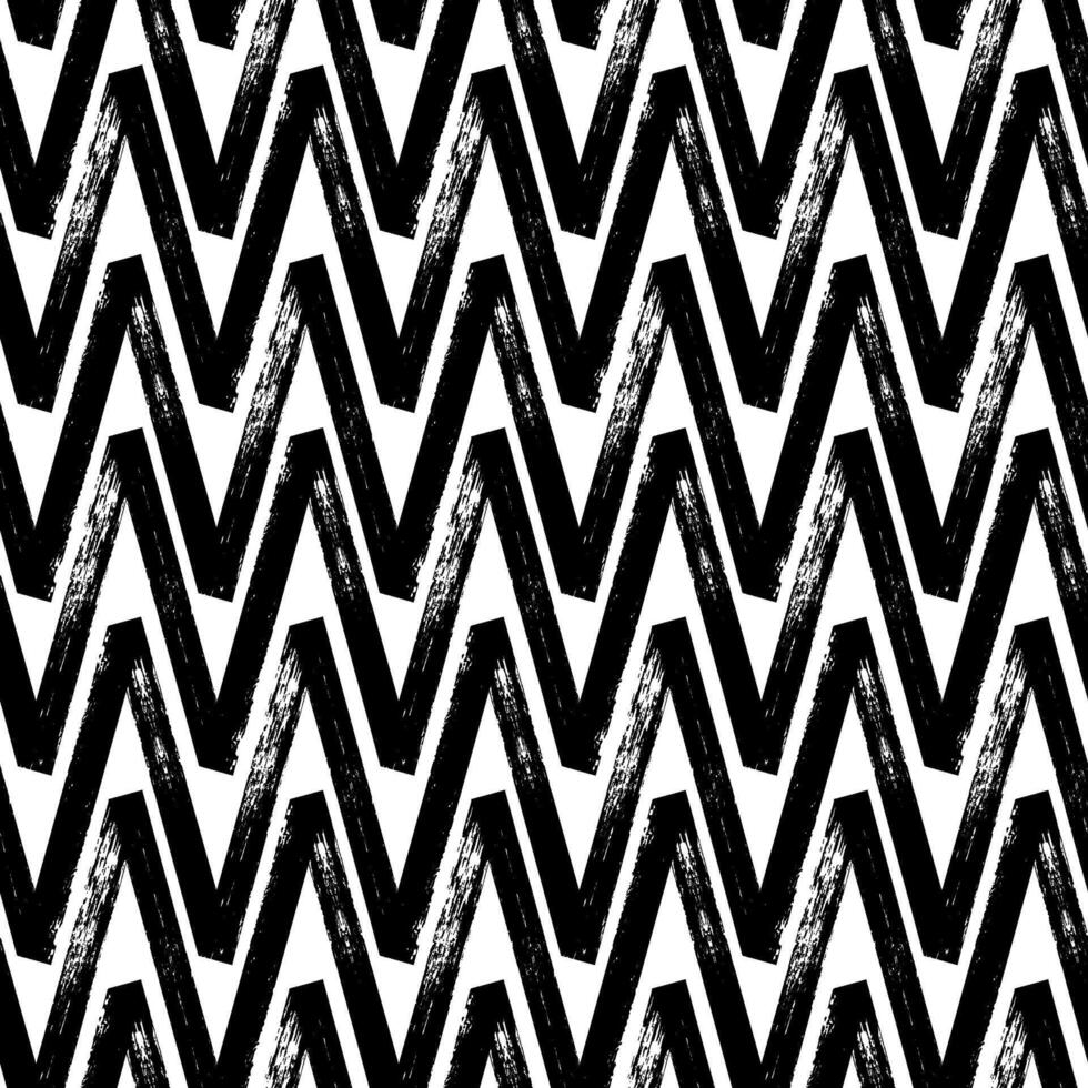 Brush strokes seamless pattern. Freehand horizontal zigzag stripes print. Simple geometric background. Great for textile, fabric, wallpaper, wrapping, scrapbook and packaging vector