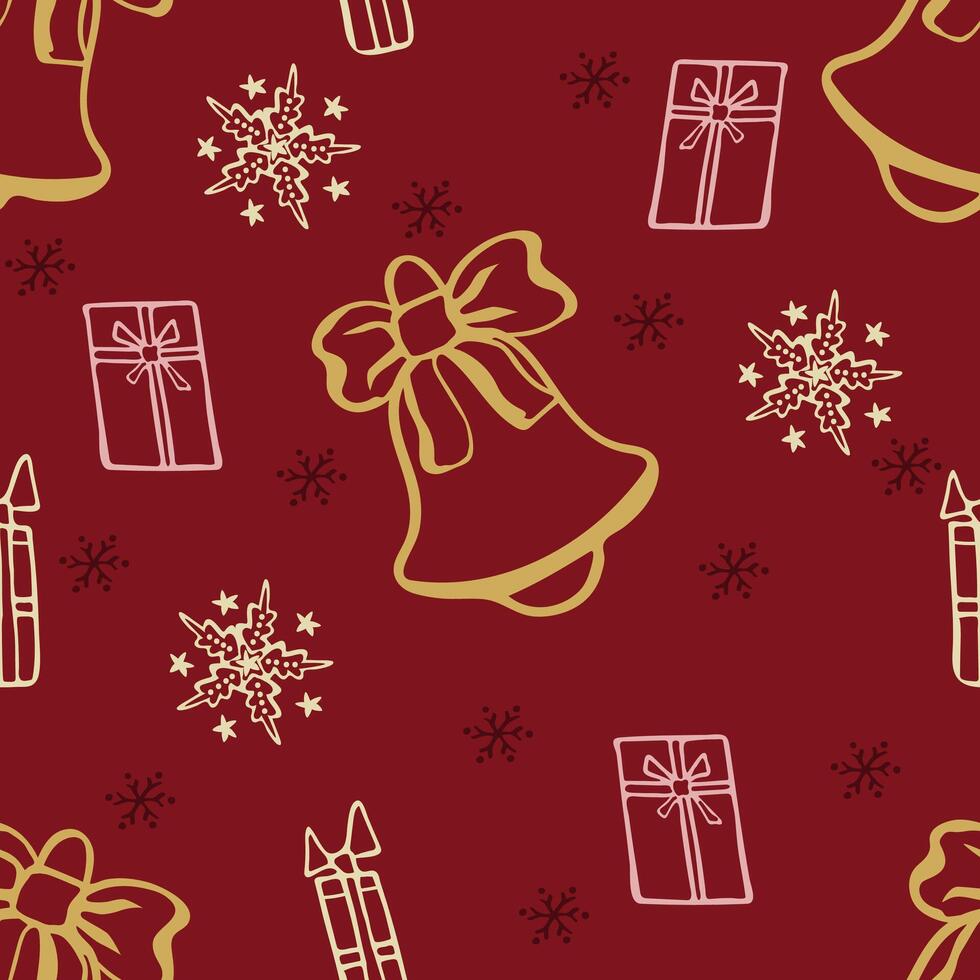 Christmas seamless pattern. Holiday background. Great for textile, fabric, wallpaper, wrapping, scrapbook and packaging vector