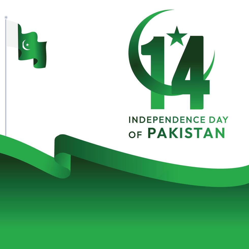 14th August 1947 Happy Independence day in urdu with white background, pakistan day, 14th august vector