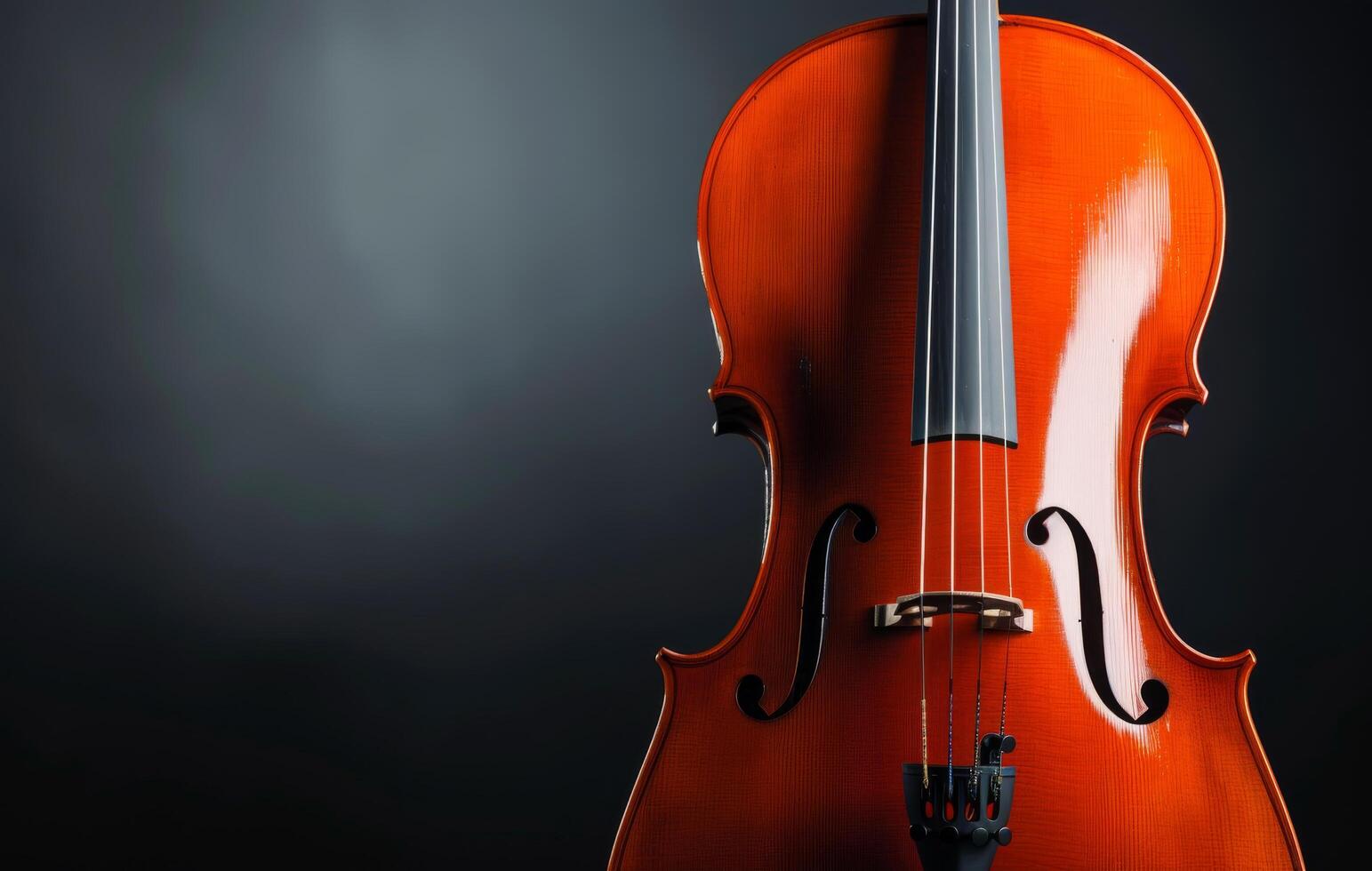 Close-Up of a Vibrant Violin Against a Dark Background photo