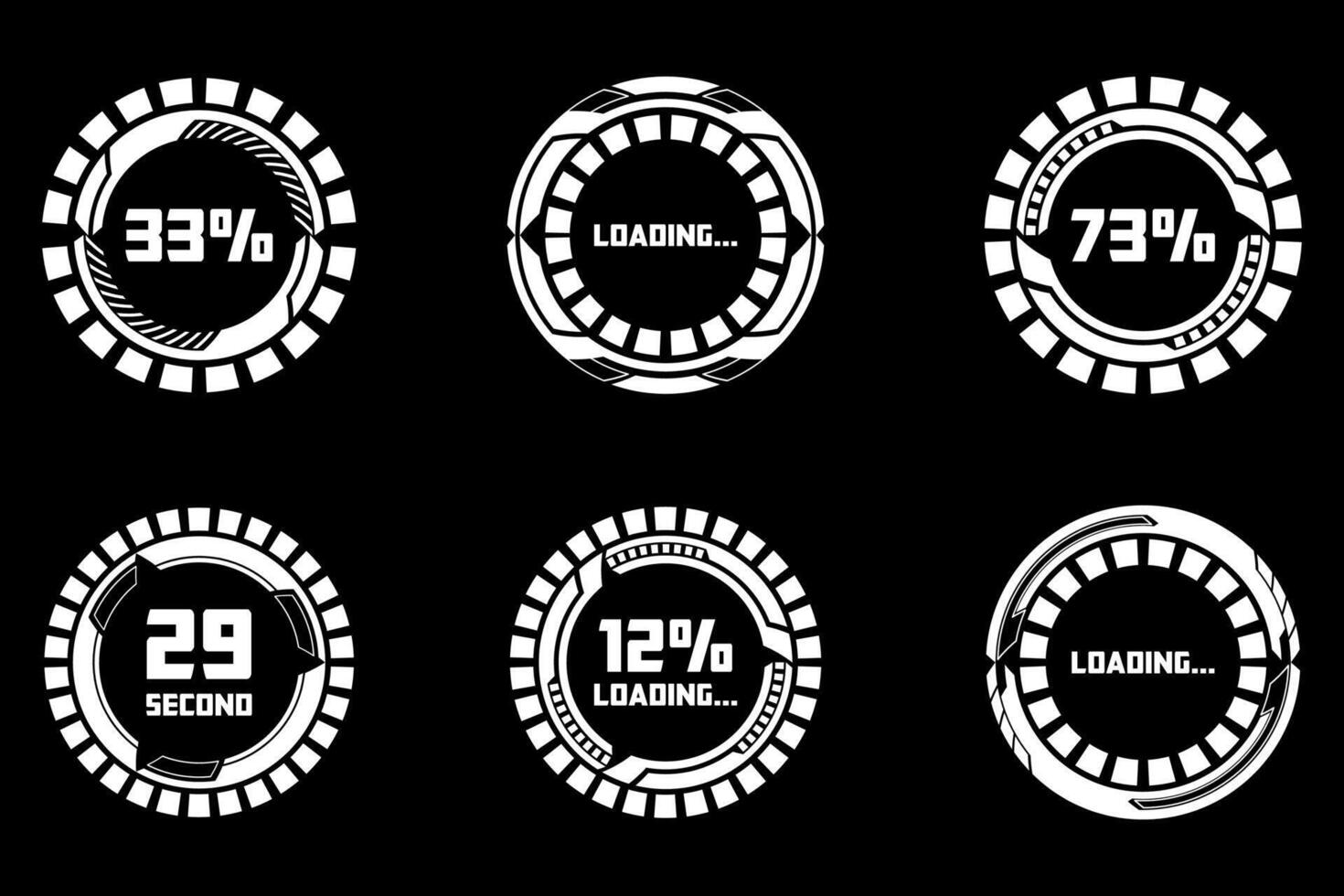 HUD Futuristic Loading Bar and Progress Circle Design Elements vector