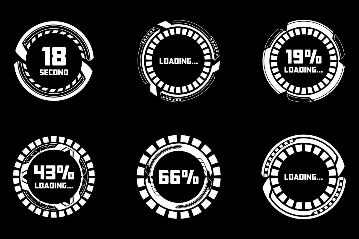 Futuristic Interface Loading Screen Elements. Cyberpunk HUD Progress Indicators vector