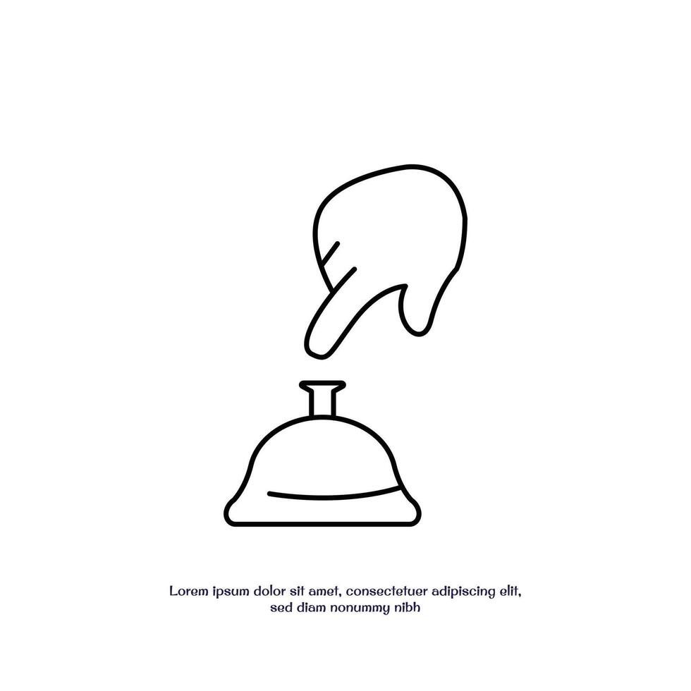 hand pushing bell thin outline icon design good for web or mobile app vector