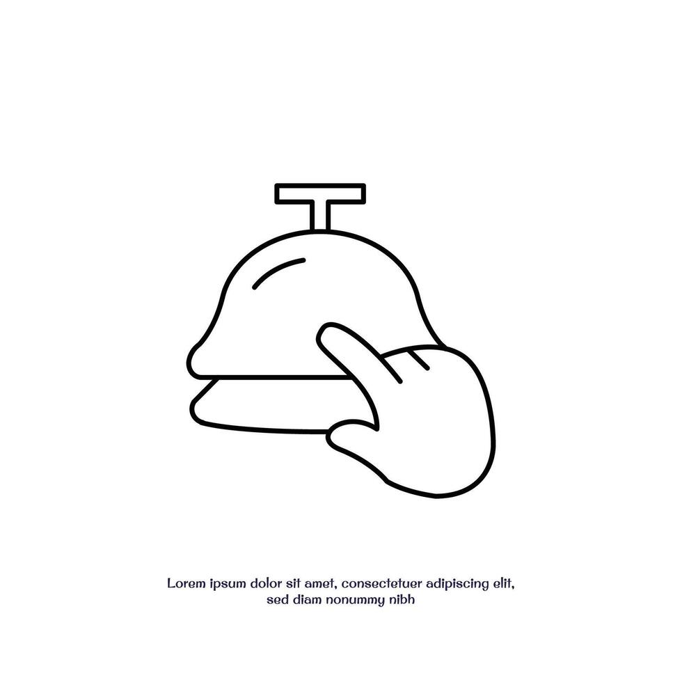 hand pushing bell thin outline icon design good for web or mobile app vector