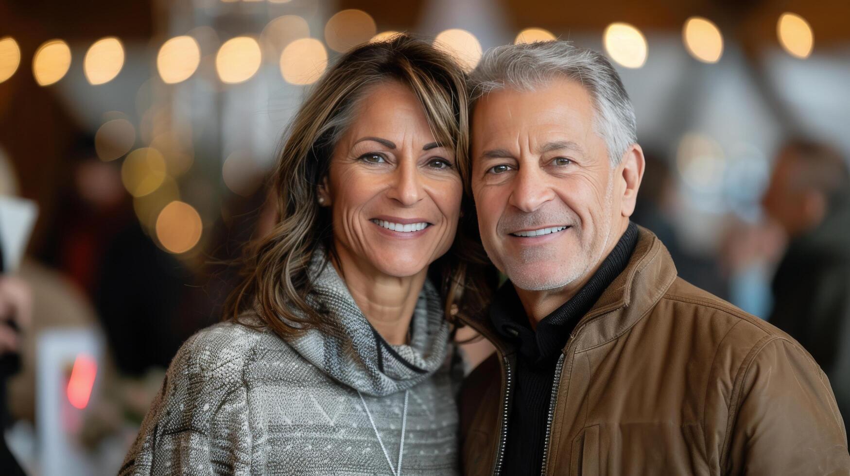 Smiling Couple Posing Together in a Bright Indoor Space During Daytime photo