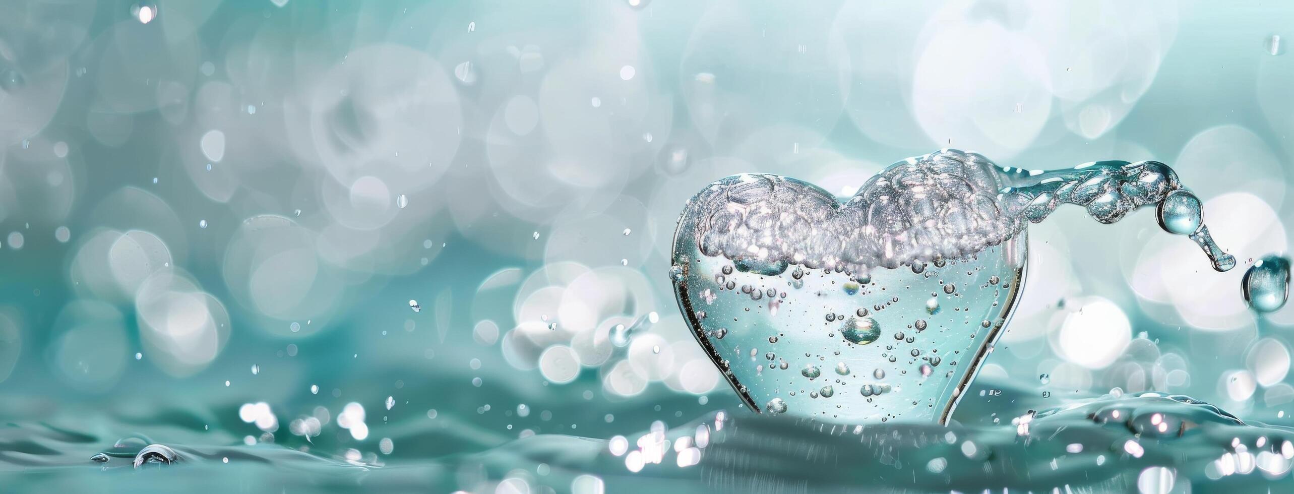 Water Droplet Splashing Amidst Colorful Bokeh Background photo