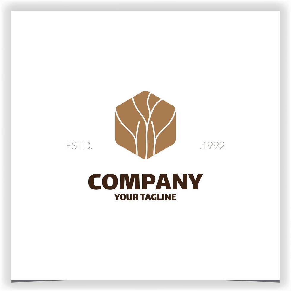 Abstract tree branch in hexagon logo design template vector