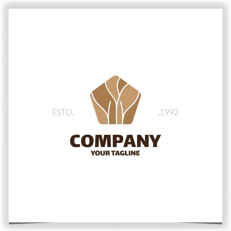Abstract tree branch in pentagon logo design template vector