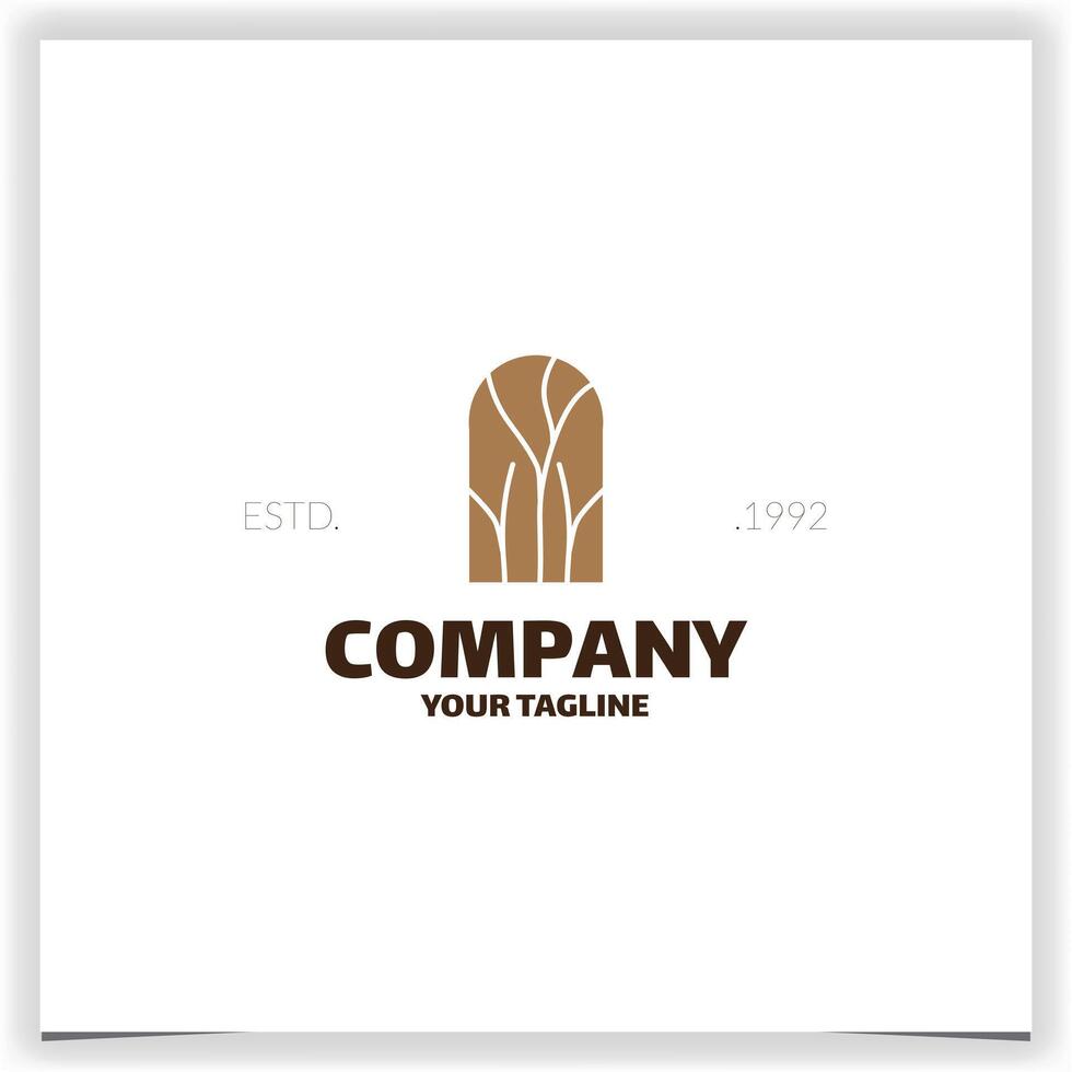 Abstract tree branch in door leaf logo design template vector