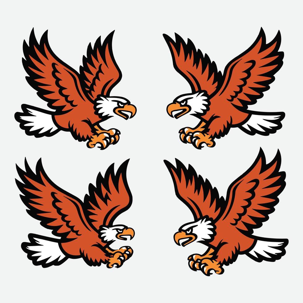 Eagle Silhouette Collection Hard Drawn vector