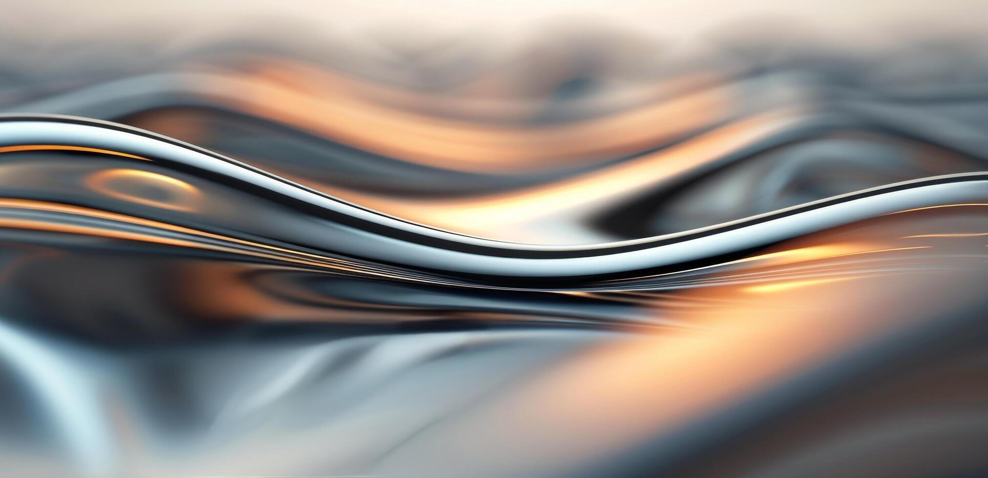 Reflection on Smooth Silver Surface With Flowing Lines photo