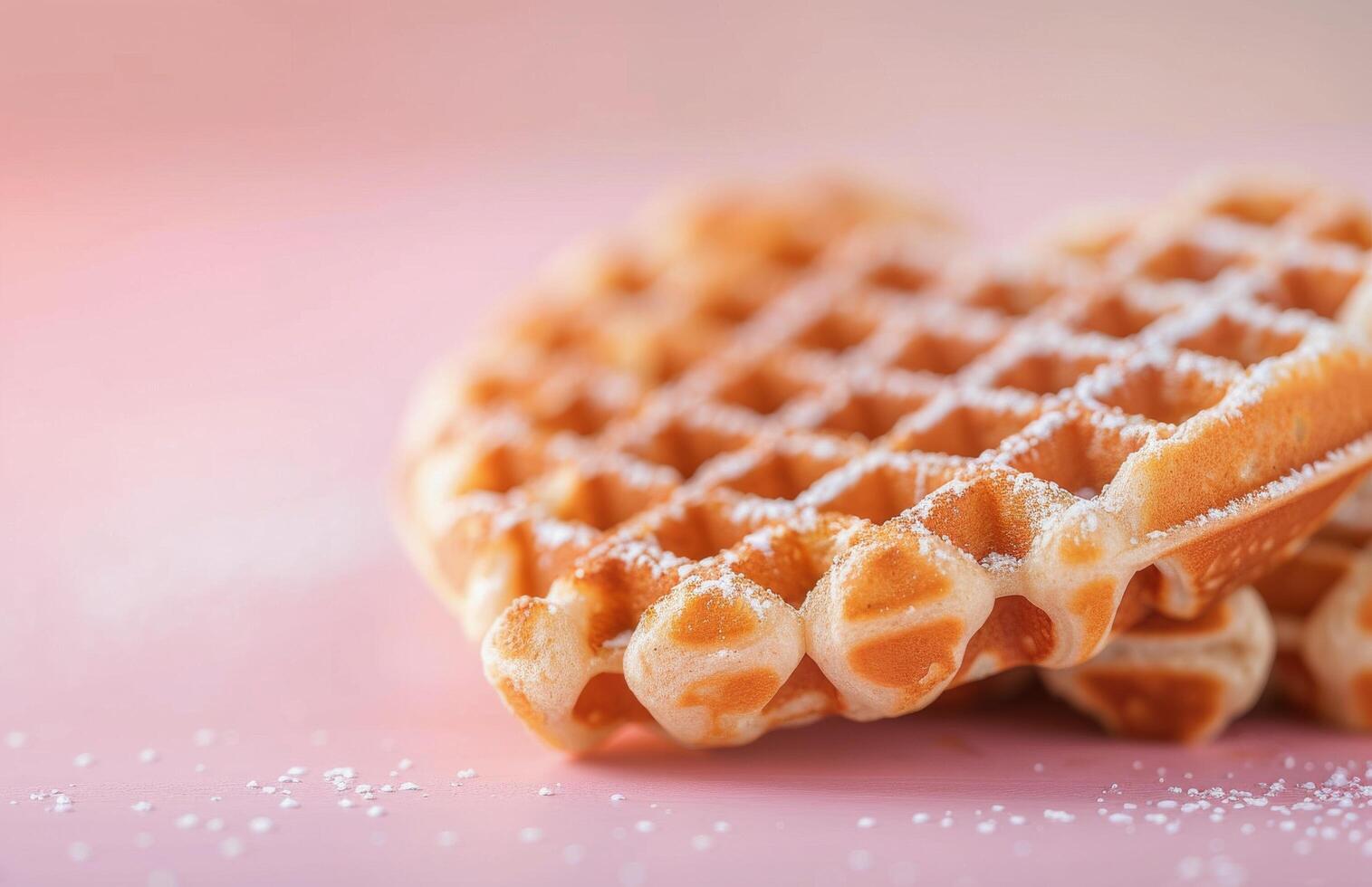 Heart-Shaped Waffles on Light Pink Background photo