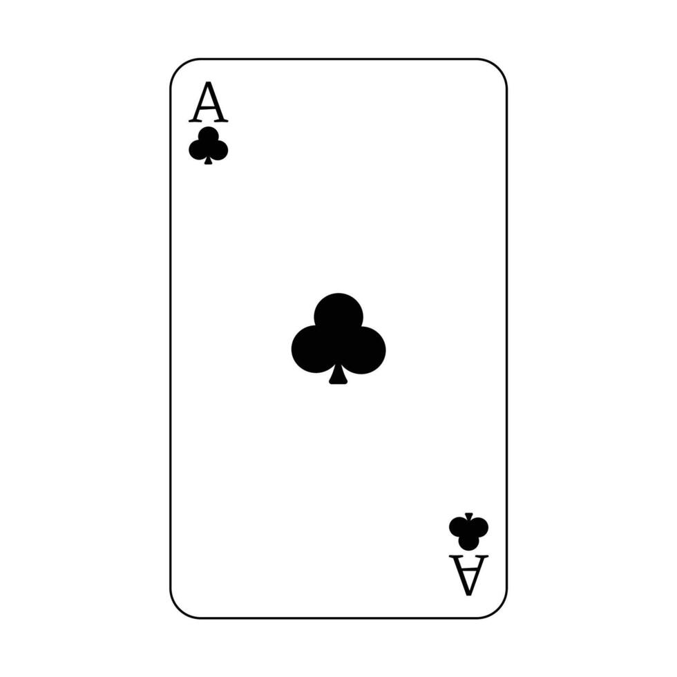 The playing card is the black ace of clubs. vector
