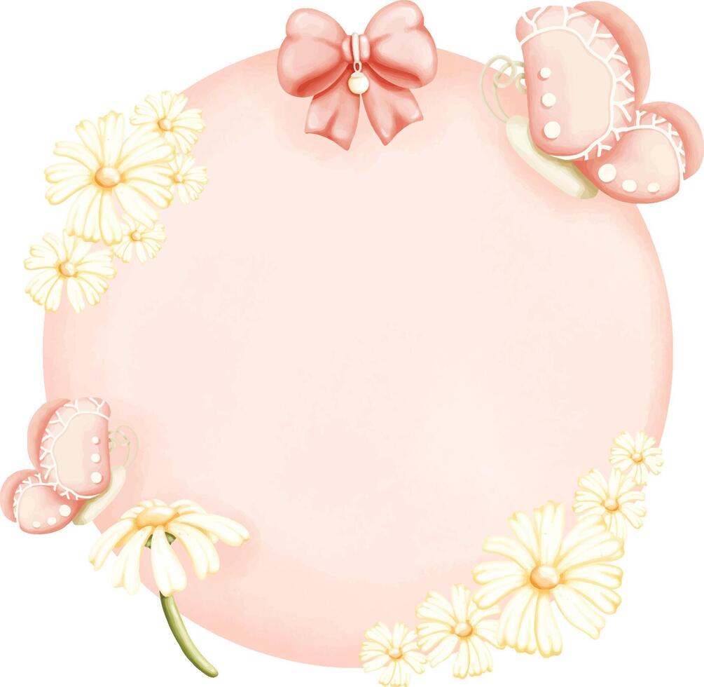 Pink text frame with flower decoration vector
