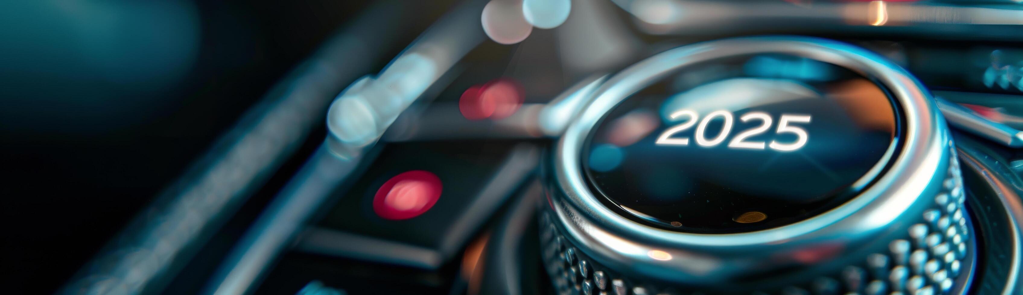Close-Up of Car Dashboard Control Displaying Year 2025 photo