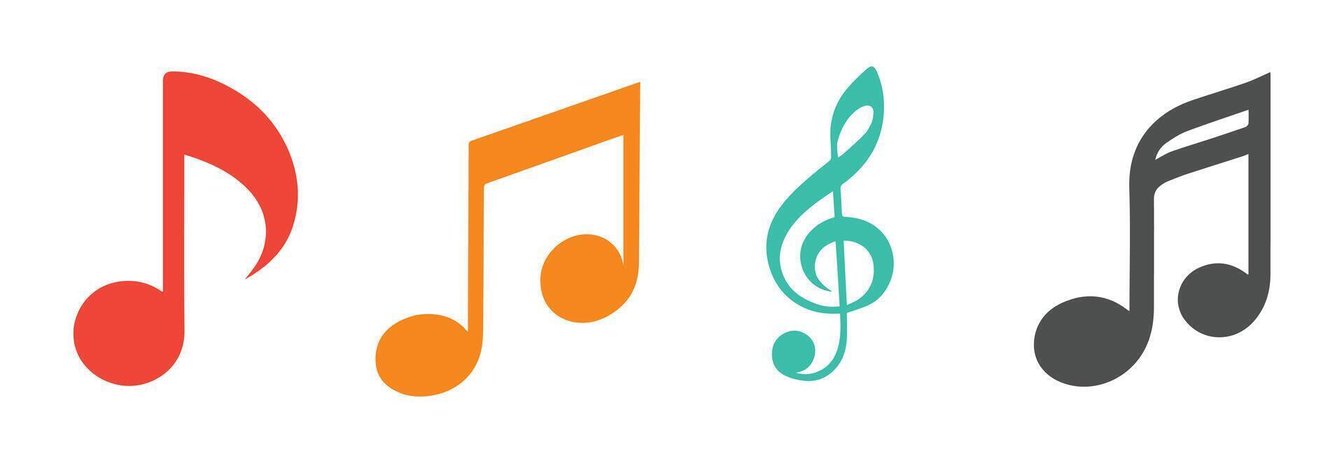 Abstract Musical Note Icons Set Design Template vector