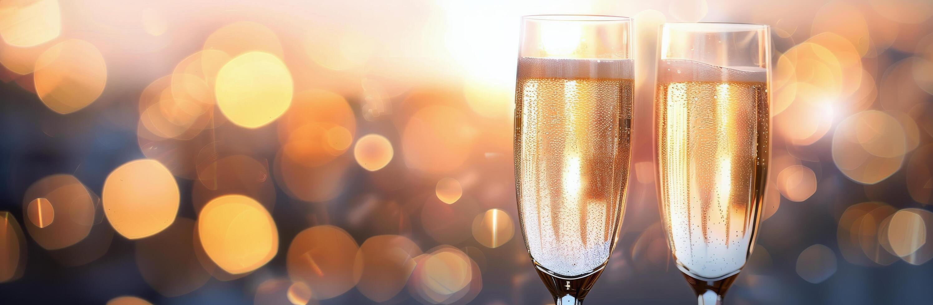 Sparkling Champagne Toast With Glittering Bokeh Background During Celebration photo