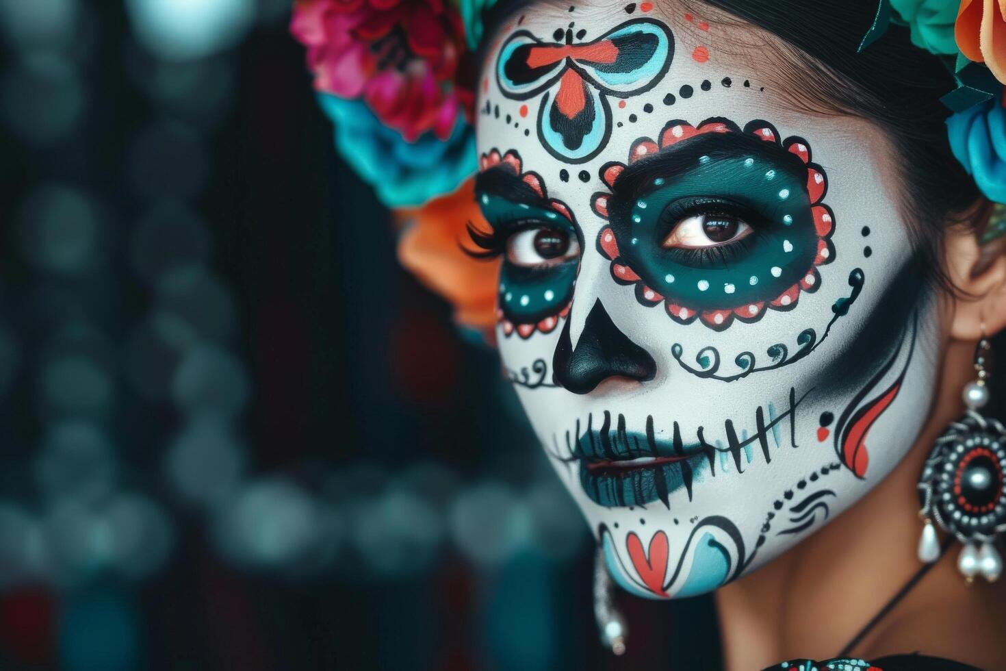 Woman With Sugar Skull Makeup photo