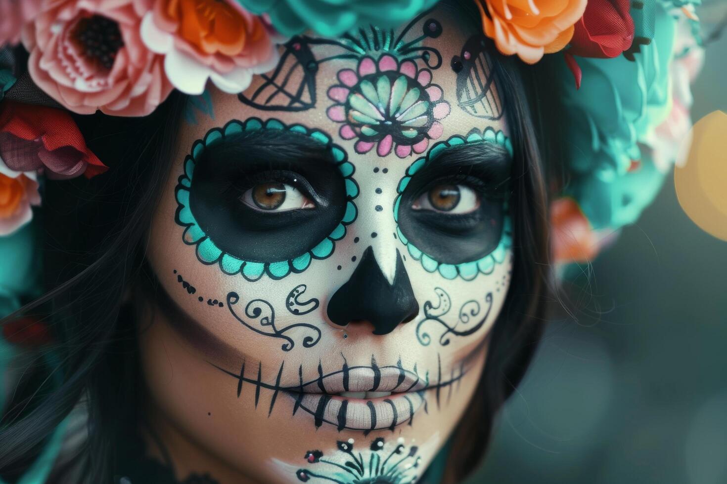 Woman With Sugar Skull Makeup photo