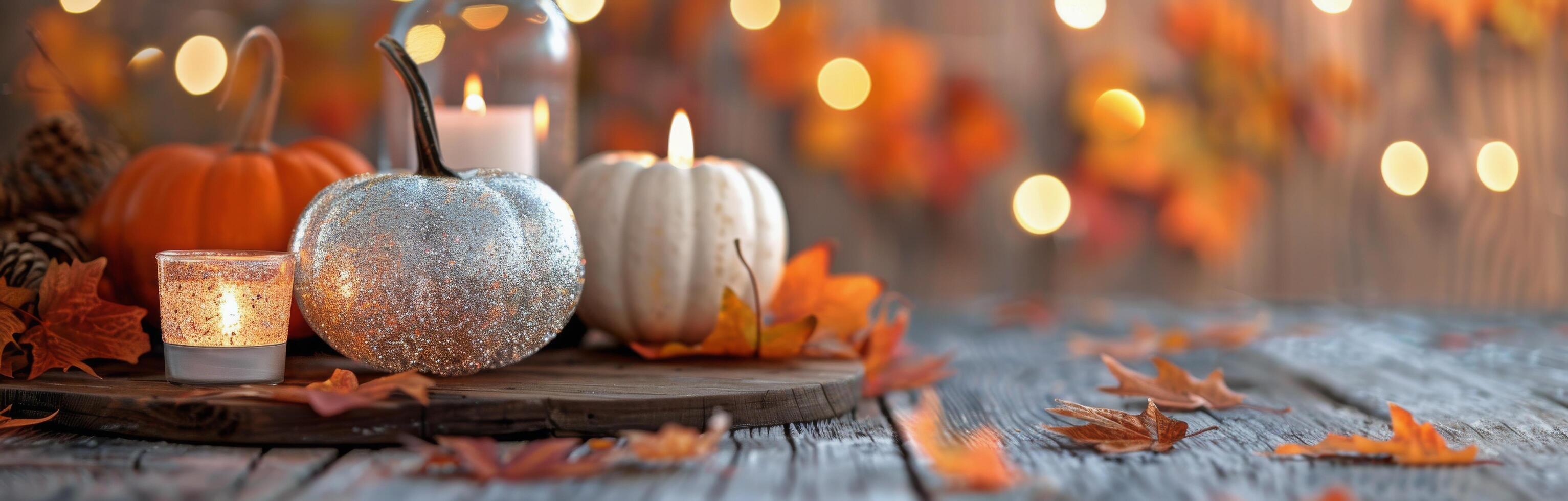 Autumn Lanterns and Pumpkins photo