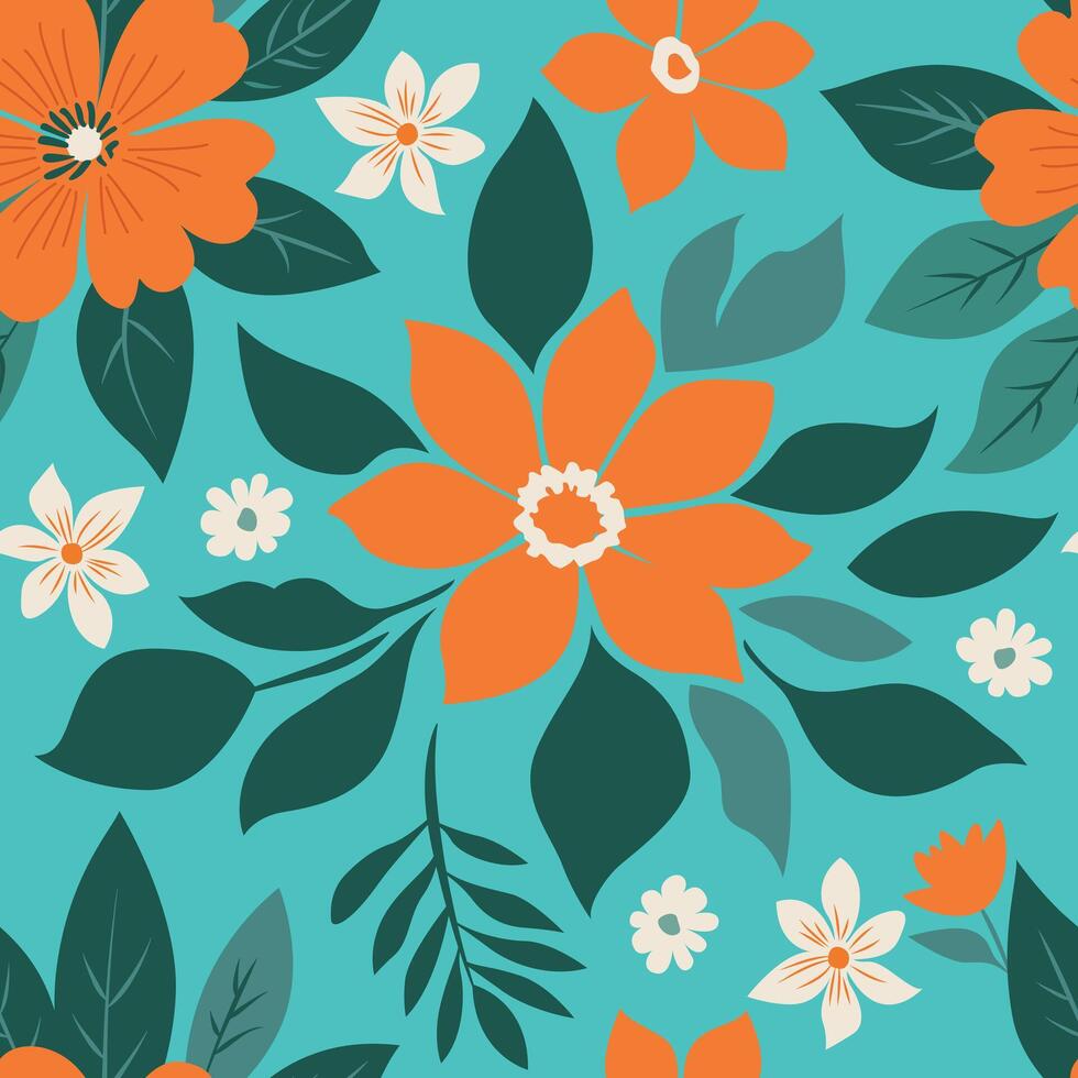 A charming pattern of flowers and leaves, intricately detailed with vibrant colors and elegant lines, perfect for adding a touch of natural beauty and sophistication to any design project. vector