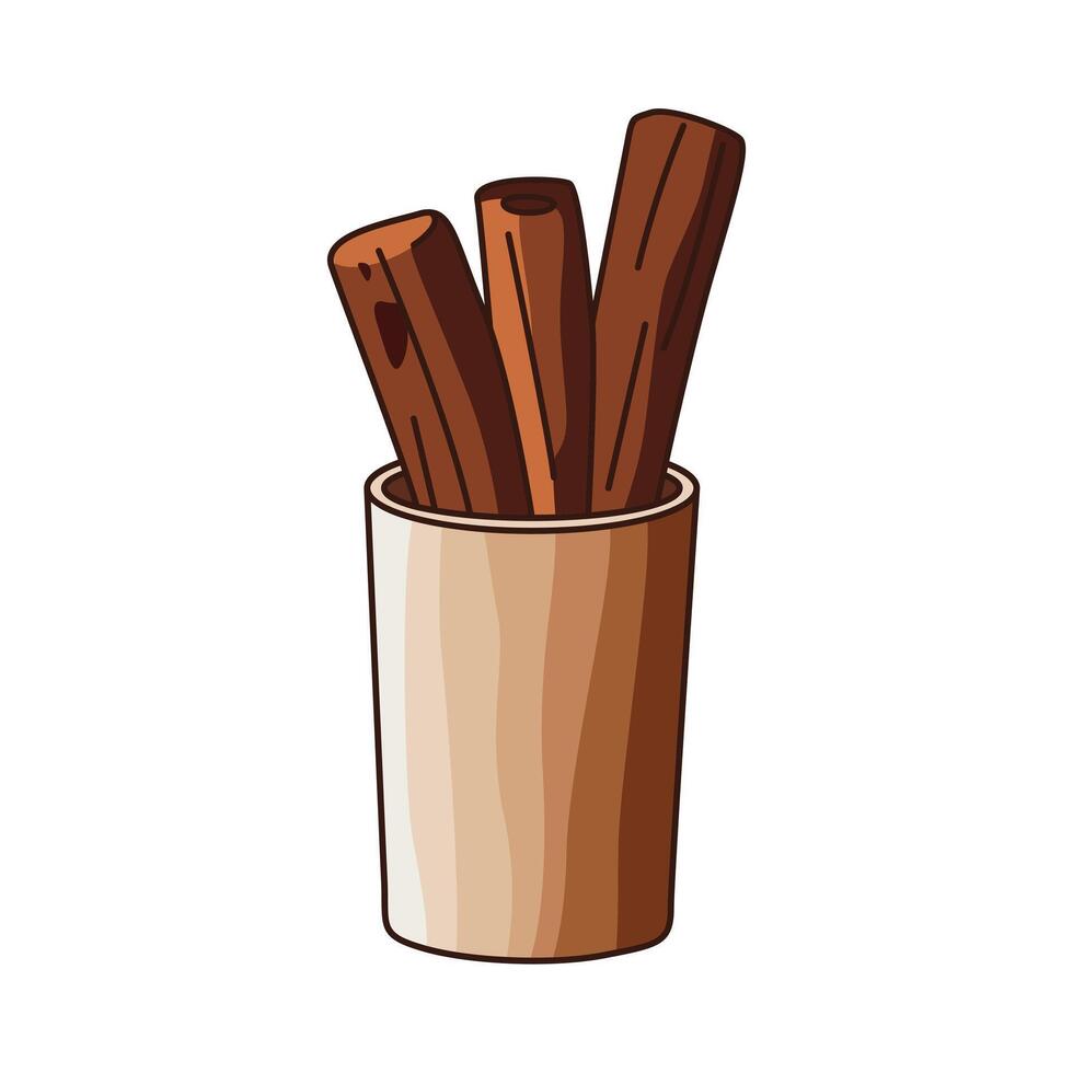 Cinnamon Elegance. Illustration of Cinnamon Sticks in Glass vector