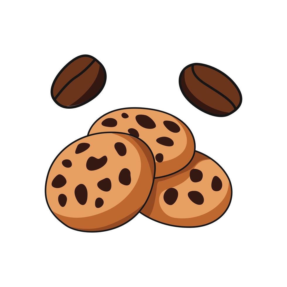 Delightful Treats. Set of Cookies with Chocolate and Coffee Beans vector