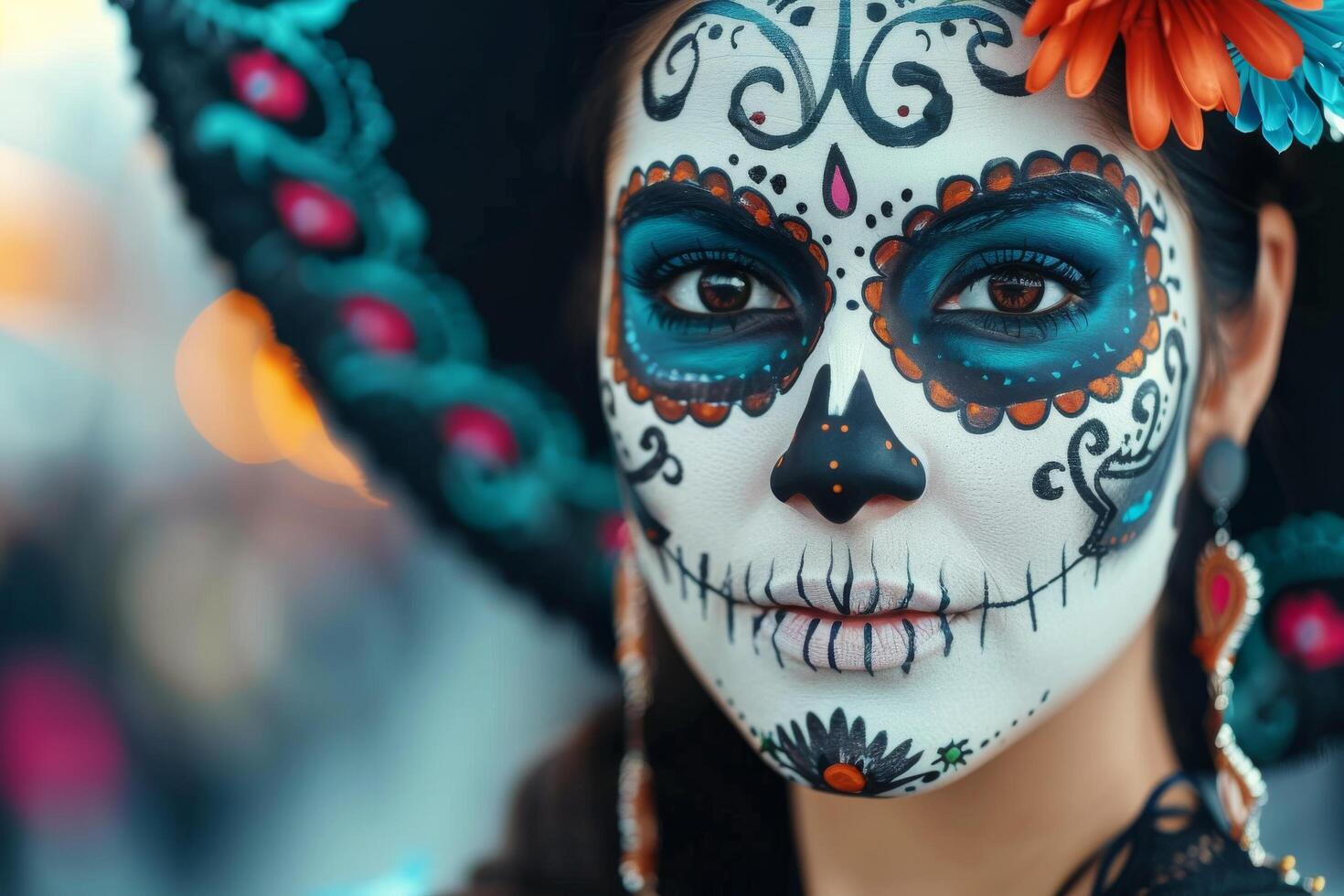 Woman With Sugar Skull Makeup photo