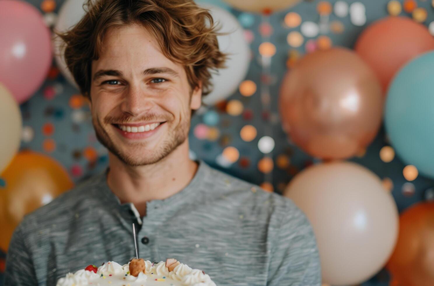 Man Holding Birthday Cake photo