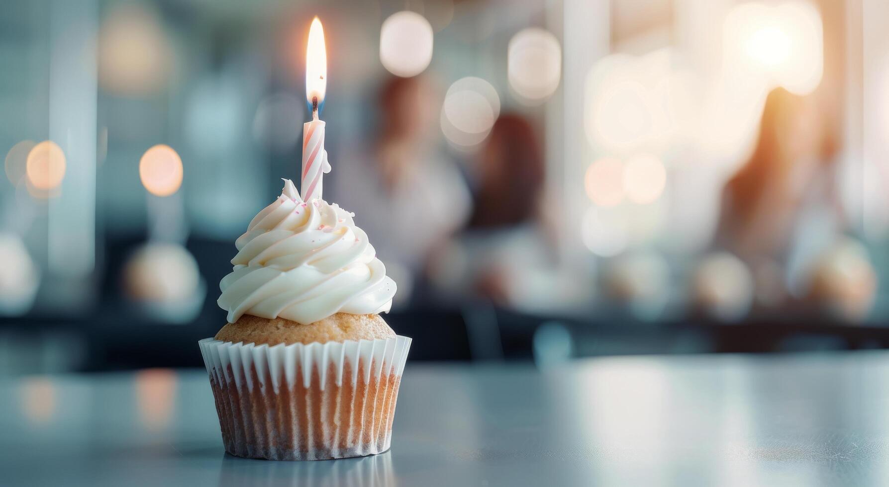 Birthday Cupcake With Candle photo