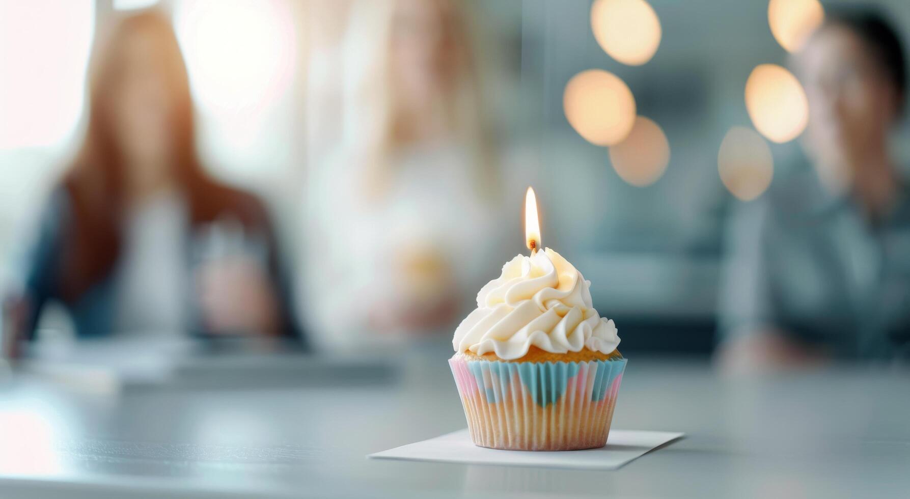 Birthday Cupcake With Candle photo