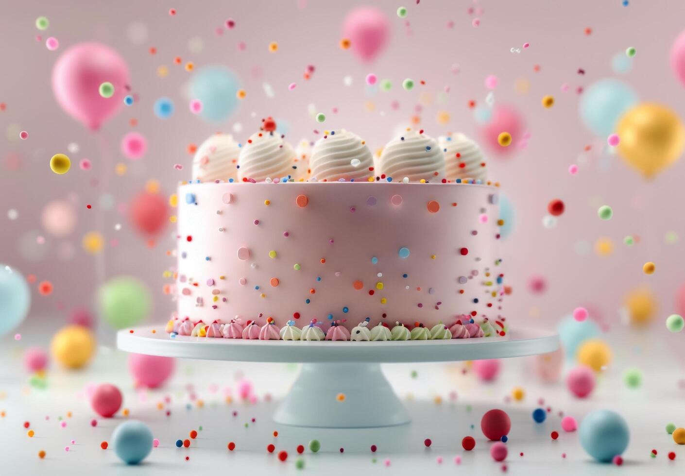 Pink Cupcake With Sprinkles Falling photo