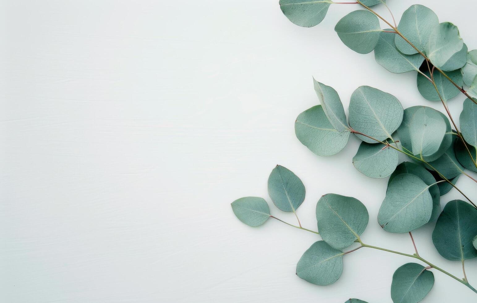 Eucalyptus Leaves on White Background photo