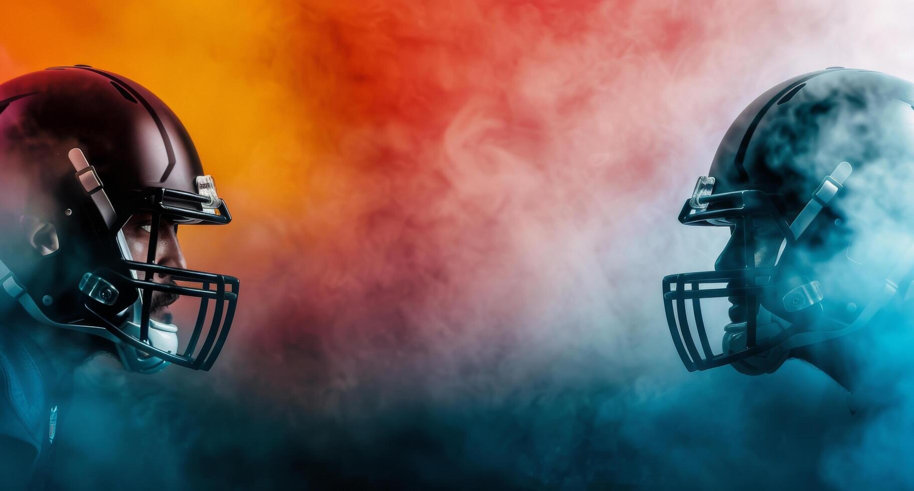 Football Helmets Facing Off photo