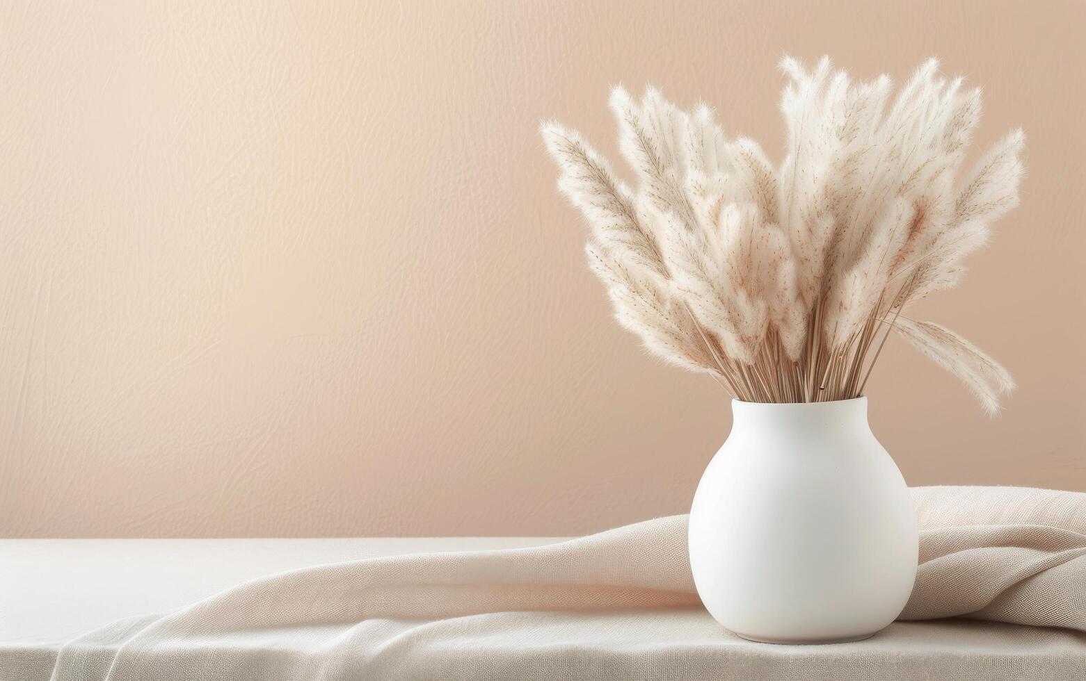 White Vase With Pampas Grass photo